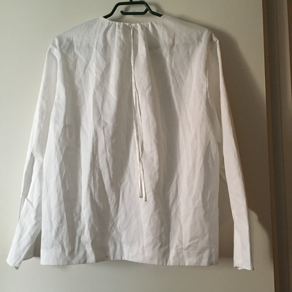 TOMORROW LAND White Cotton Gathered Neck Blouse NWT M - Picture 4 of 5